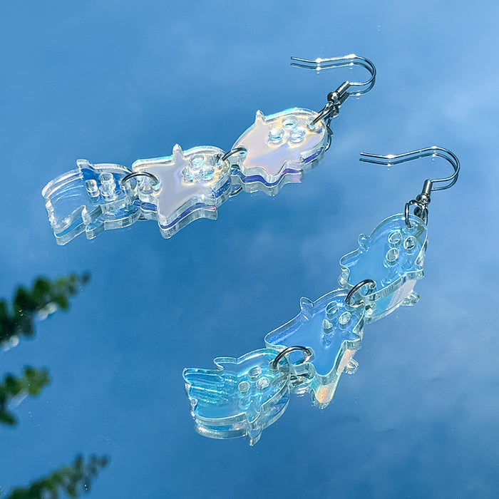 Wholesale  Colorful Skull Alien Splicing Long Acrylic Earrings Exaggerated Retro Earrings