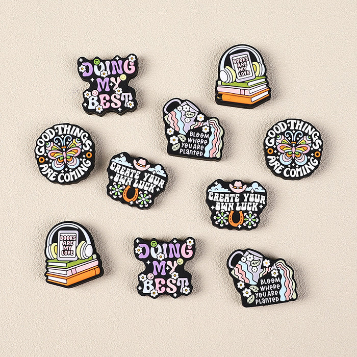 Wholesale 20pcs Alphabet brand silicone beads bead pen accessories children' s cartoon letter glue beads silicone beads