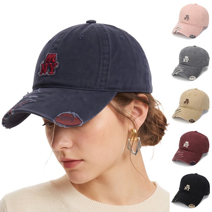 Wholesale Vintage Distressed Baseball Cap Soft Top Black Embroidered Casual Sun Hat
