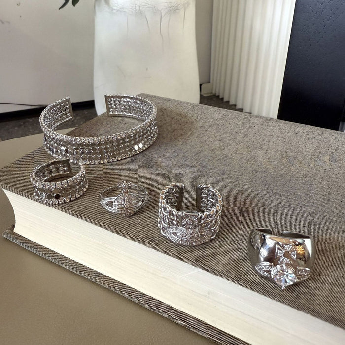 Wholesale  Diamond-encrusted All-match  Saturn Open Index Finger Ring for Women