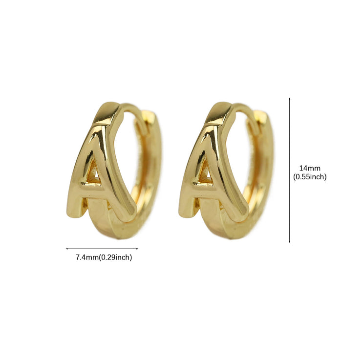 Wholesale  18k gold high-polished brass simple 26 English letters earrings