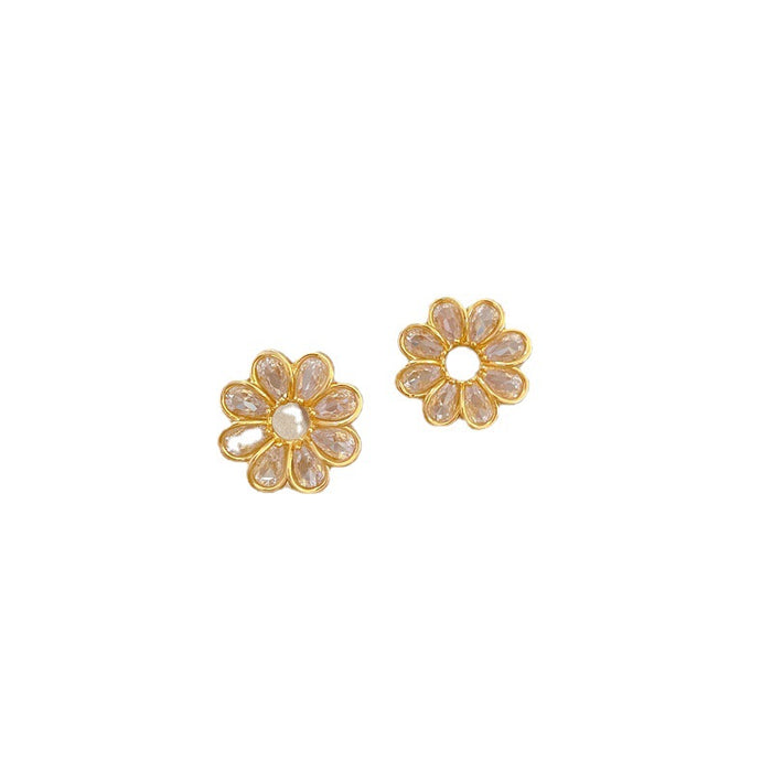 Wholesale Real Gold Diamond Geometric Stud Earrings JDC-ES-LG003