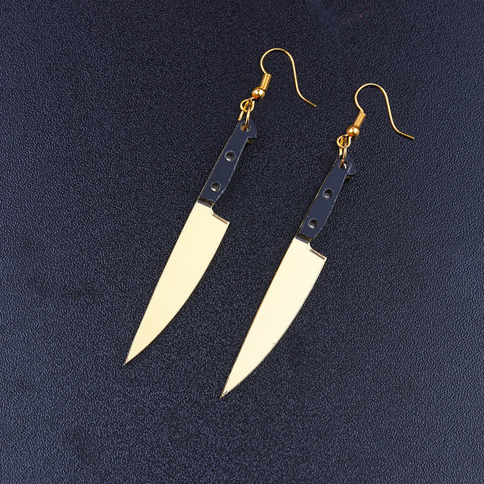 Wholesale Kitchen Knife  Mirror Acrylic Earrings  Ear Hooks  Gold and Silver Earrings