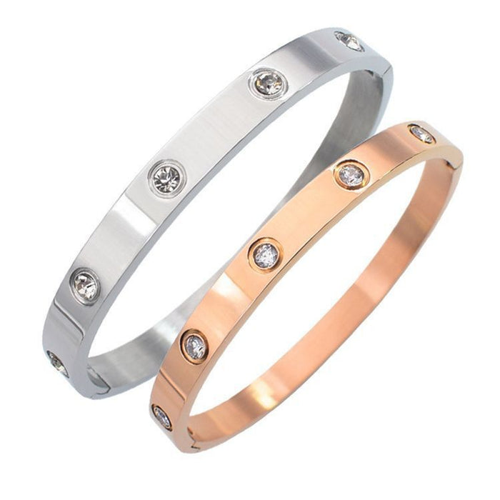 Wholesale Titanium Steel Micro-set Diamond Simple Rose Gold Bracelet JDC-BT-LiR005