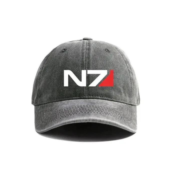 Wholesale Vintage Distressed Baseball Cap Mass Effect N7 Logo Adjustable Curved Brim For Summer