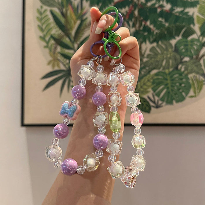 Wholesale Handmade beaded bag pendant, car keychain, five pointed star bow, couple keychain, chain