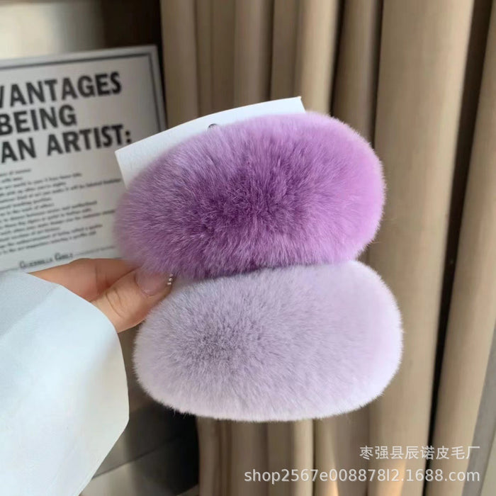 Wholesale Plush hair accessory with oversized cute fur clip