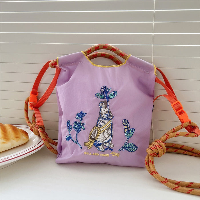 Wholesale Needle Embroidered Donut Mini Bag Mini Shoulder Crossbody Bag Handbag Canvas Bag