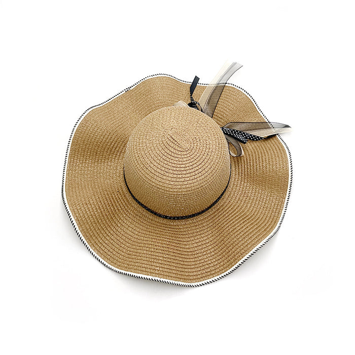 Wholesale Straw Hat Bow Lace Sun Hat Seaside Vacation Sun Protection Sun Hat