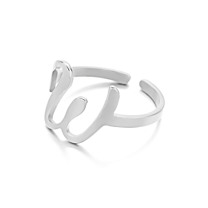 Wholesale Stainless Steel Letter Ring Opening Adjustable Gold Plated Finger Ring Jewelry