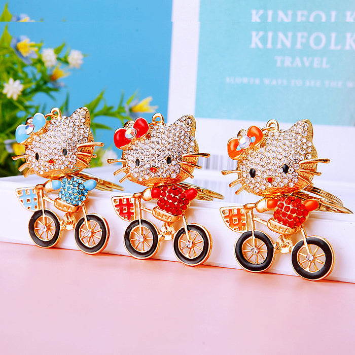 Wholesale Diamond studded bow, car keychain, metal pendant, keychain ring