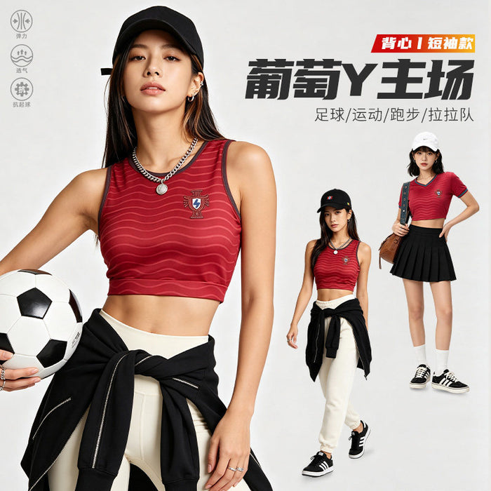 Wholesale World Cup National Team Football Girls Crop Top Short-Sleeve Sports Vest