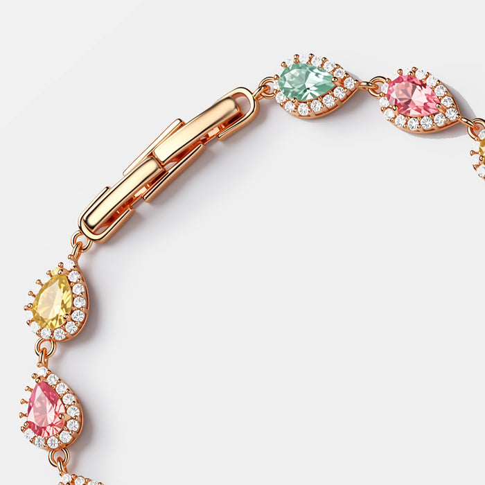 Wholesale Copper Alloy Electroplated Water Drop Zircon Macaron Bracelet Chic Women S Jewelry Party Gift Resale