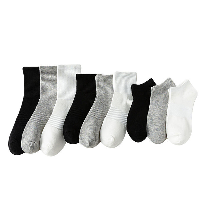 Wholesale Black socks, mid length socks, white sports socks, cotton socks