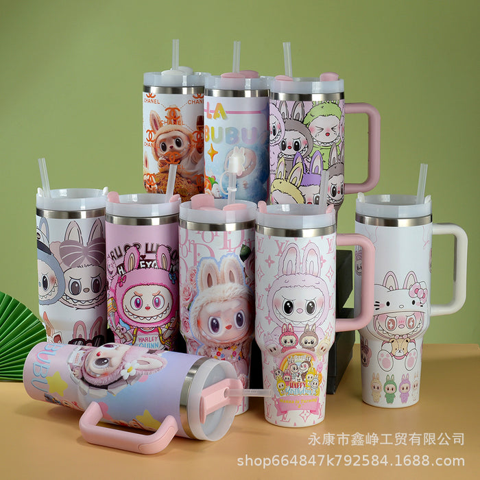 Wholesale 40oz Stainless Steel Thermal Insulation Cup Cartoon Car Cup with Handle and Straw