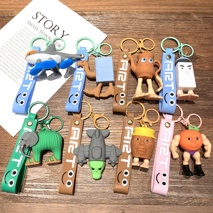 Wholesale Cartoon Shark Bag Charm Keychain Metal Car Key Accessory MOQ≥2