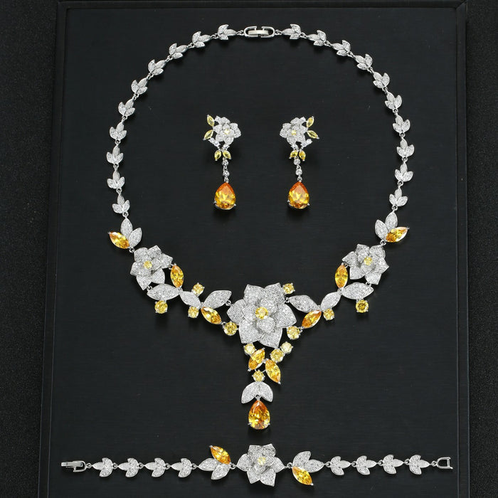 Wholesale Three-Piece Set Necklace Earrings Bracelet Party Wedding Dress Bride Dress Jewelry