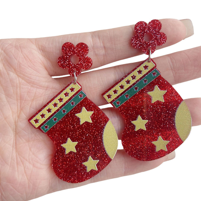 Wholesale Christmas series holiday earrings Christmas balls socks gloves Christmas tree acrylic earrings