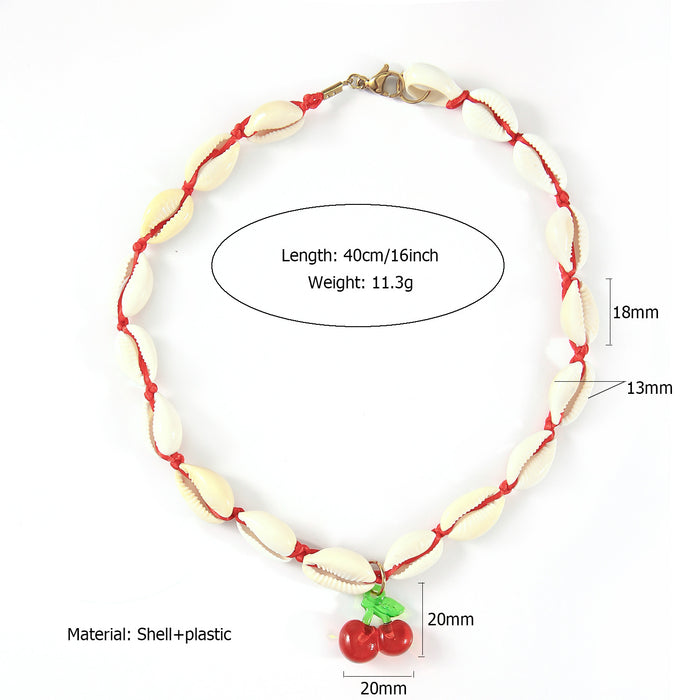 Wholesale Original design ocean style shell necklace paired with stainless steel chain, oil dripping pendant, collarbone chain