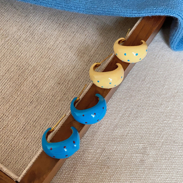 Wholesale Silver needle oil drop polka dot earrings sweet and gentle earrings