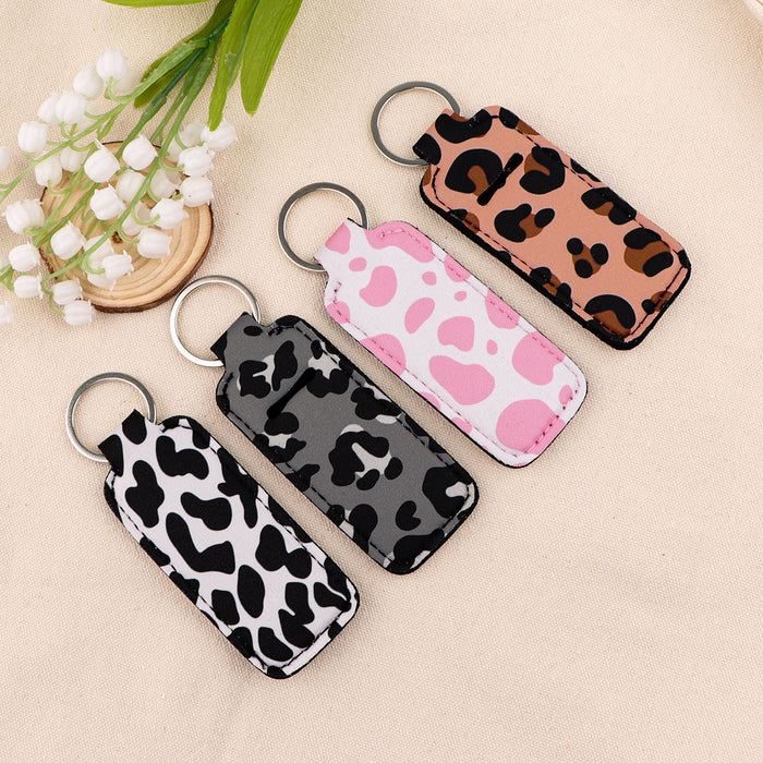 Wholesale Leopard Lipstick Set Heat Transfer Keychain