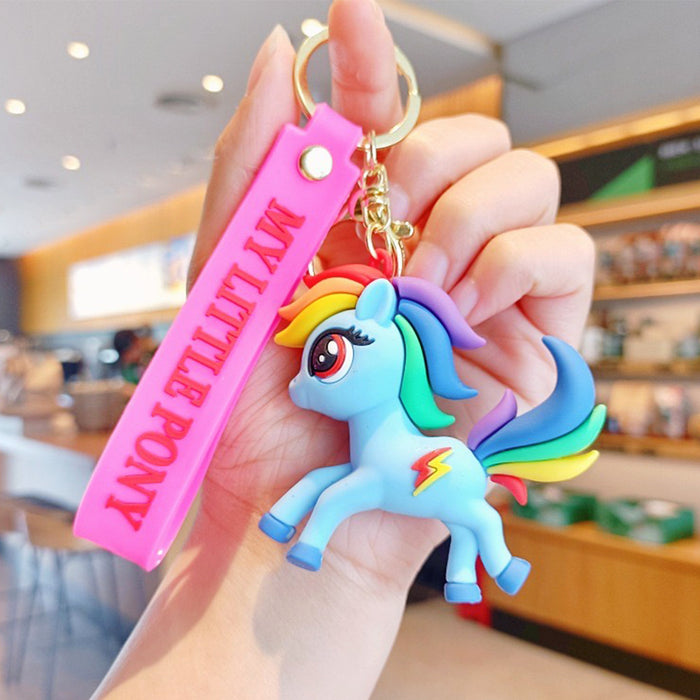 Wholesale Cartoon Pony Keychain Pendant Cute Unicorn Doll Female Backpack Car Key Chain