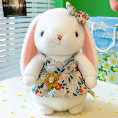 Wholesale Cute White Rabbit plush toy floral skirt rabbit doll
