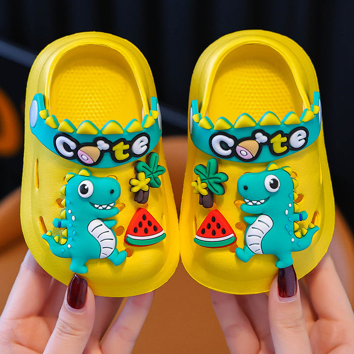 Wholesale Baby hole shoes dinosaur children's slippers indoor home non-slip