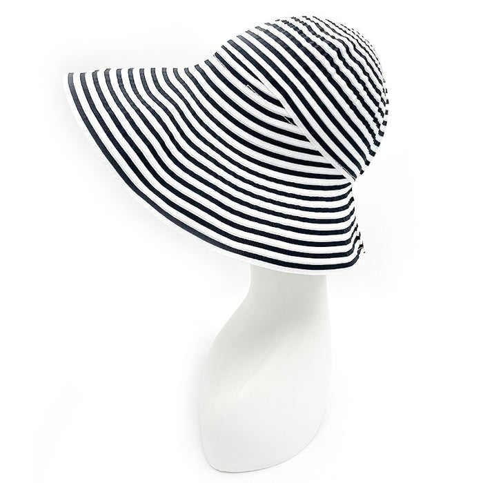 Wholesale Striped fisherman hat women summer sun hat retro fashion sun protection bucket hat