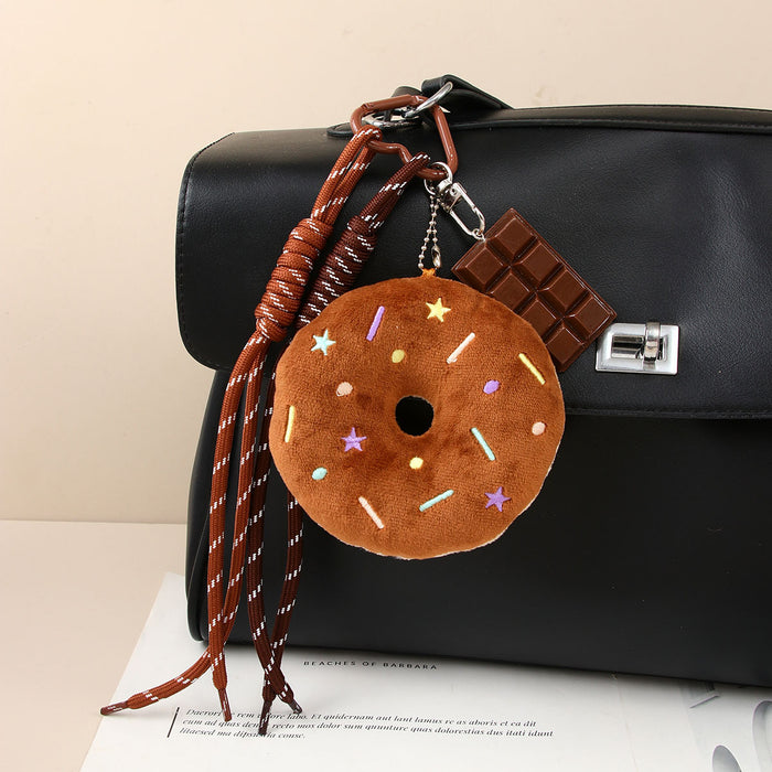 Wholesale Cute Donut Plush Keychain Pink Sweet Treat Design Bag Charm