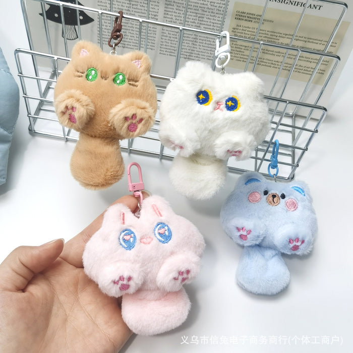 Wholesale Squeaky Little Doll Tail Cat Plush Pendant Little Rabbit Bear Backpack Hanging Brooch Keychain  Accessories