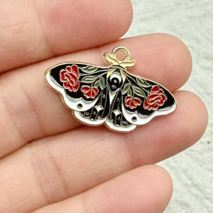 Wholesale 10pcs Colorful Alloy Butterfly and Moth DIY Bracelet Necklace Keychain Pendant