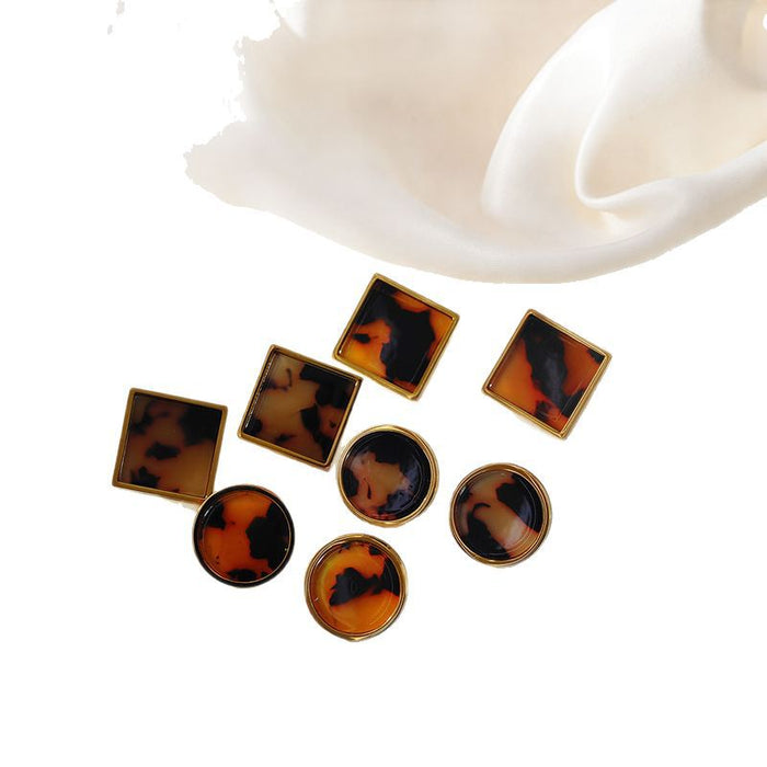 Wholesale  geometric leopard stainless steel earrings