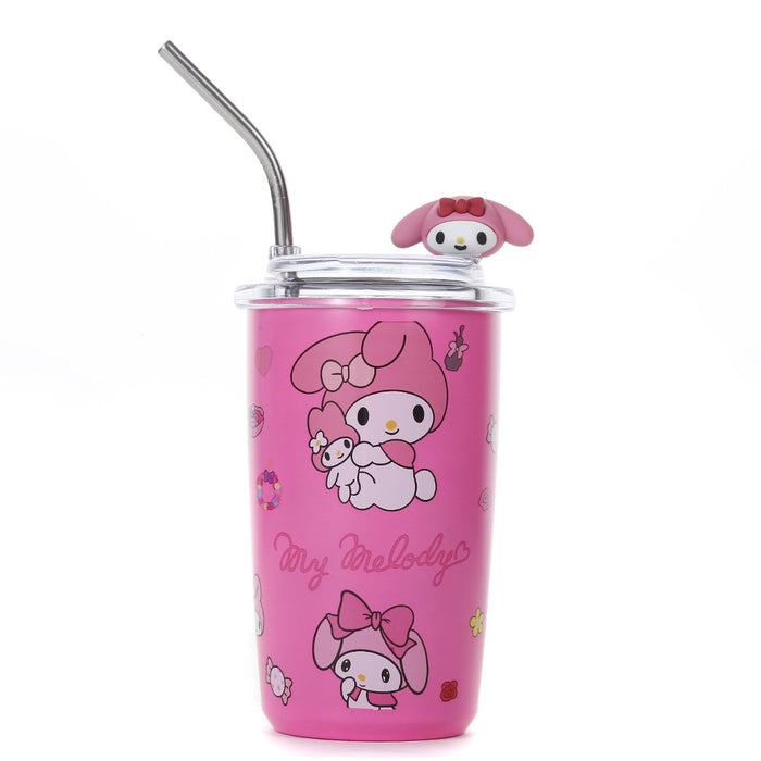 Wholesale Cute Cartoon Stainless Steel Portable Thermos Cup for Students with Straw