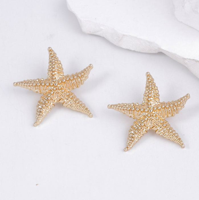 Wholesale Marine Leisure Holiday Style Alloy Unique Starfish Necklace Earrings Jewelry