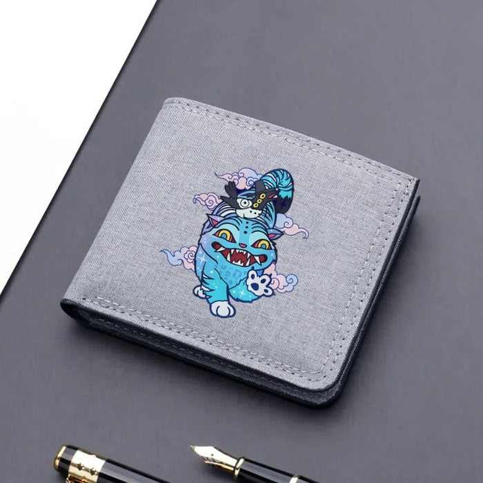 Wholesale Modern trendy ultra-thin cartoon print short canvas wallet