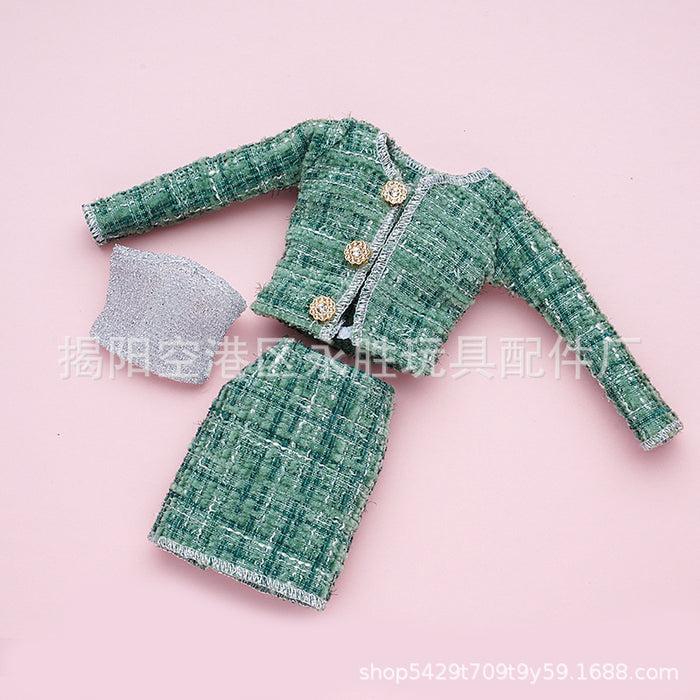 Wholesale doll clothing  coat skirt three-piece set