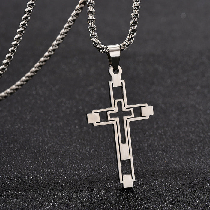 Wholesale Hollow Cross Pendant Men's Necklace JDC-NE-ChengHan014