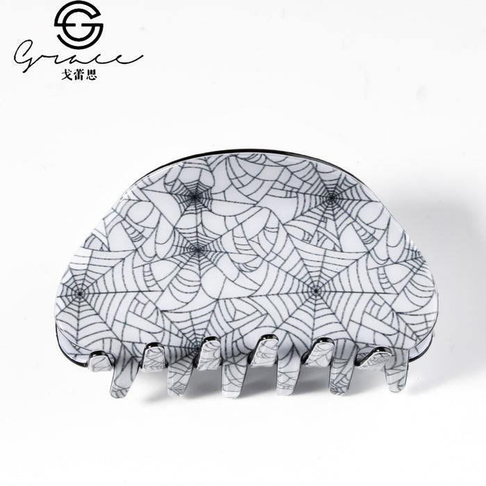 Wholesale Pumpkin Half Round Hair Claw Clip Trendy Decorative PVC Hair Accessory