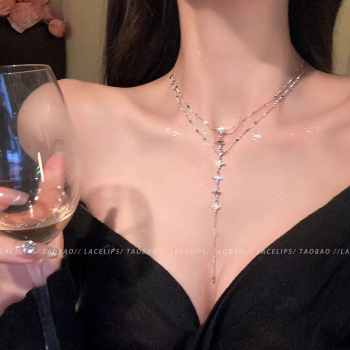 Wholesale Double Layer Overlapping Necklace Women's Body Chain Chain Necklace