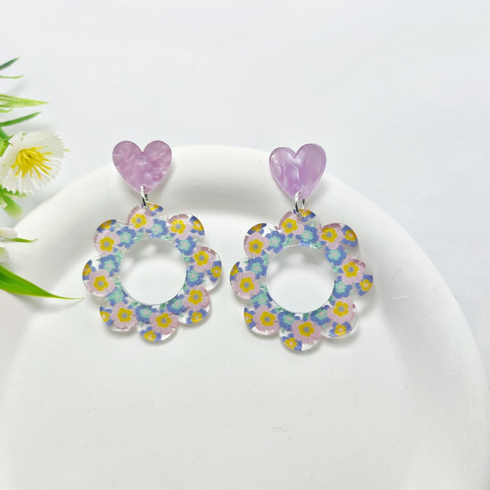 Wholesale Wreath Printed Acrylic Earrings JDC-ES-QiYu005