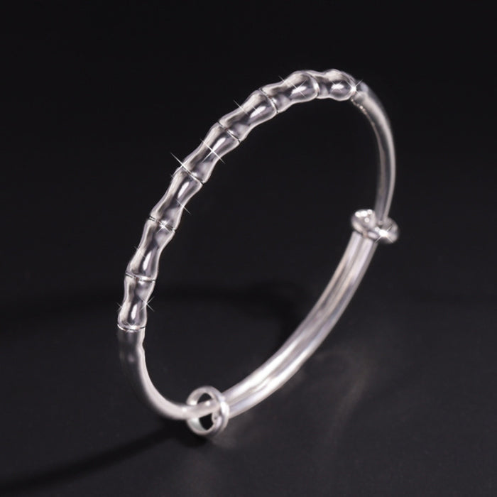 Wholesale Silver-plated bamboo bracelet, simple and comfortable lucky bamboo push-pull adjustable bracelet