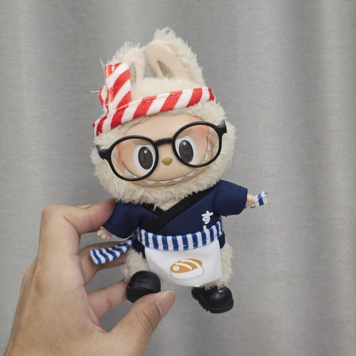 Wholesale Sitting Party Doll Clothes Cola  Vinyl Clothes Fisherman Hat Overalls Set