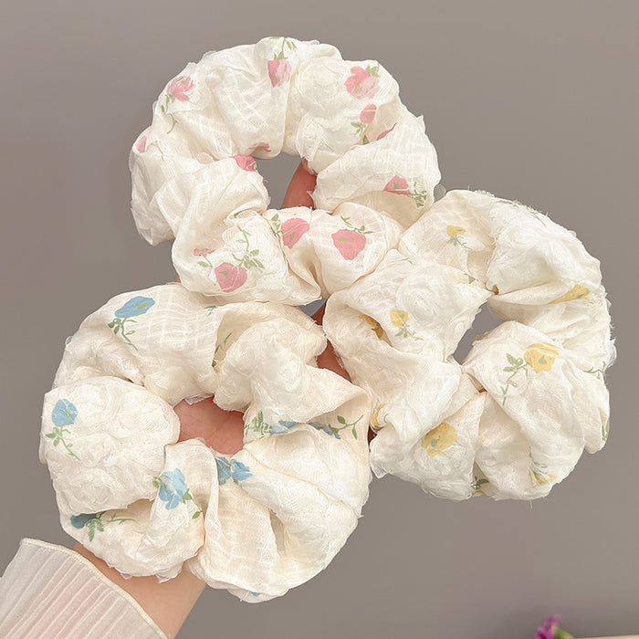 Wholesale Flower fabric headband, pleated hair tie rope