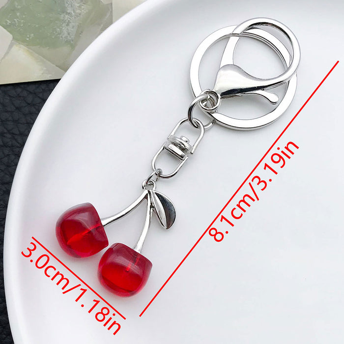 Wholesale Creative cherry-shaped enamel metal keychain