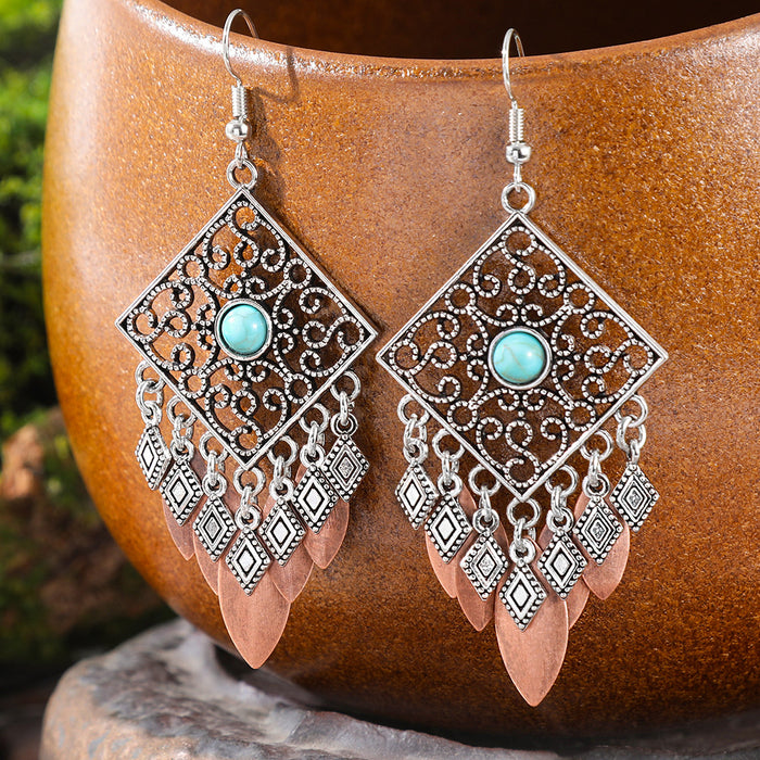 Wholesale Bohemian Tassel Earrings Vintage Ethnic Style Alloy Geometric Jewelry Accessory MOQ≥2