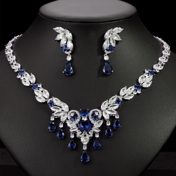 Wholesale Fashion Zircon Necklace Earrings Jewelry Accessories Shining