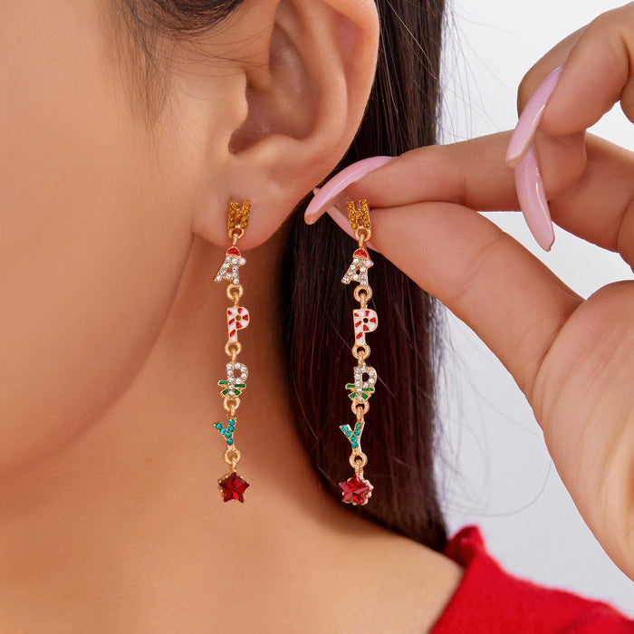 Wholesale Christmas atmosphere earrings with diamonds