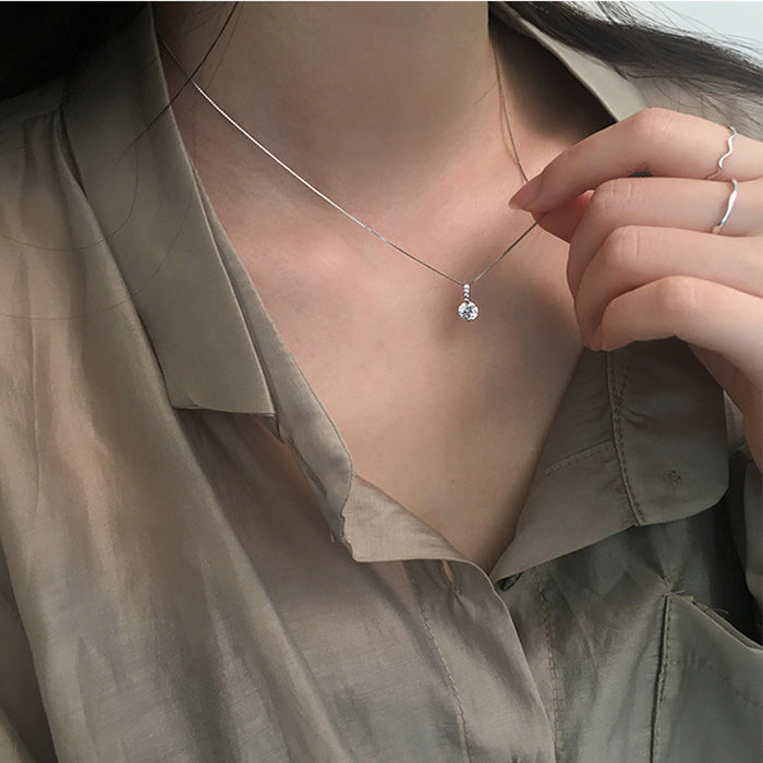 Wholesale water drop necklace simple design small diamond pendant chain female