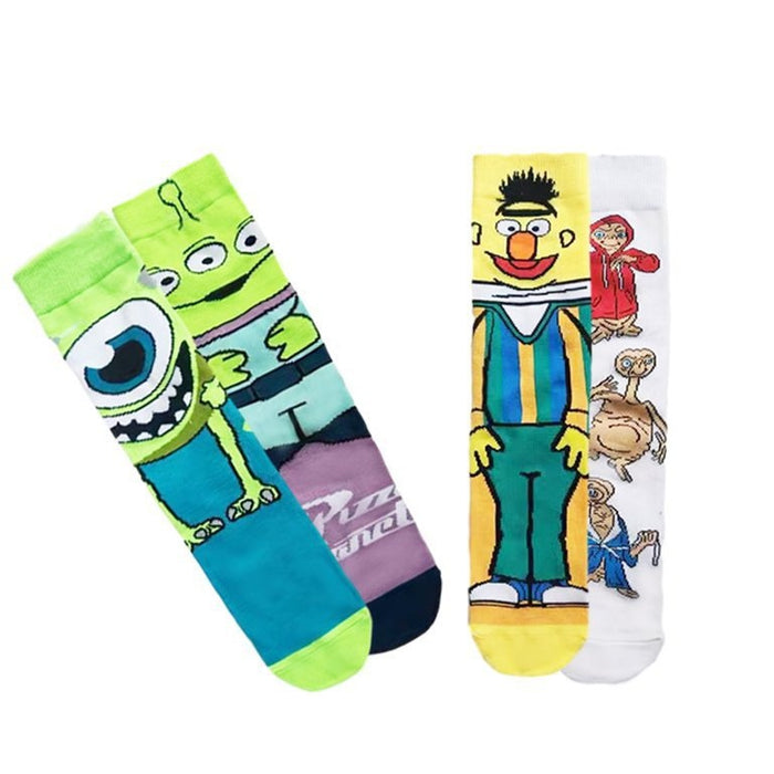 Wholesale Big Eyed Monster Men's Alien Cartoon Cotton Middle Socks JDC-SK-HuiHe042